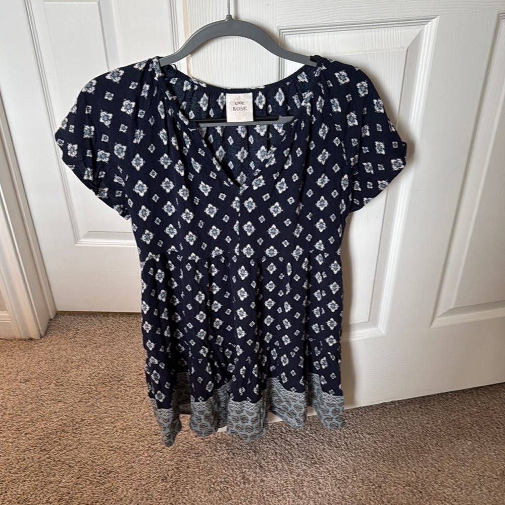 Knox Rose Blue Puff Sleeve Smocked Mini Dress